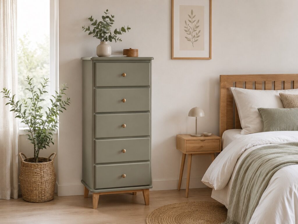 Commode rénovée verte
