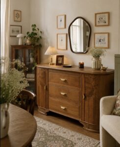 meuble art déco rénové dans un intérieur chaleureux