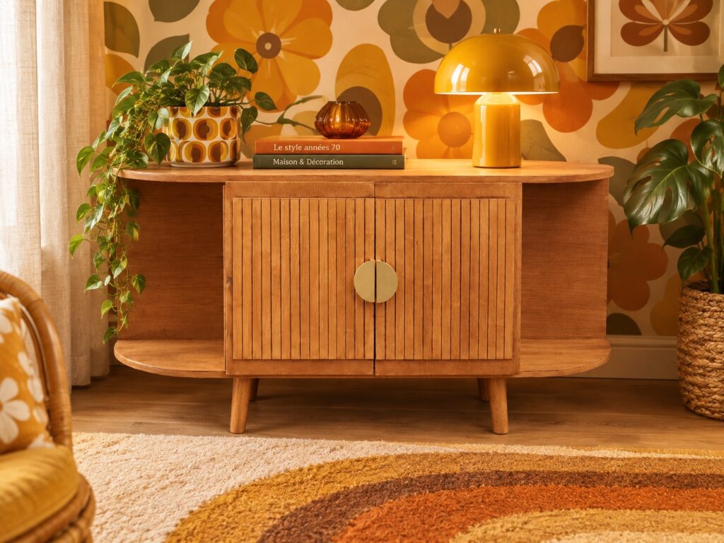 meuble années 70 en bois vintage